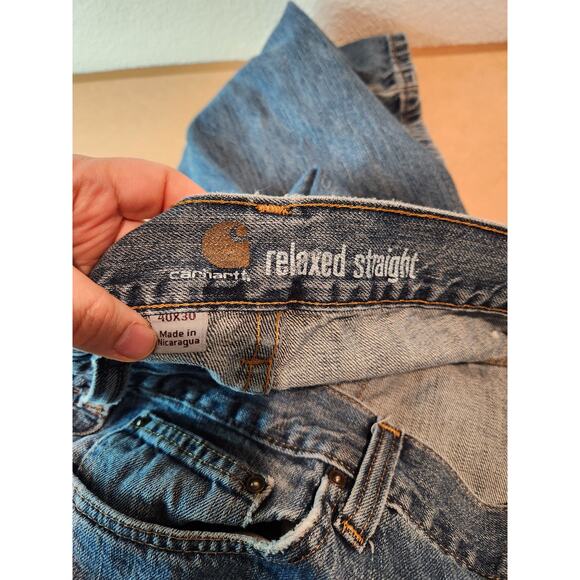 Carhartt Relaxed Straight Jeans 40x30 Durable Workwear Blue Denim B320-WTB - Picture 6 of 6